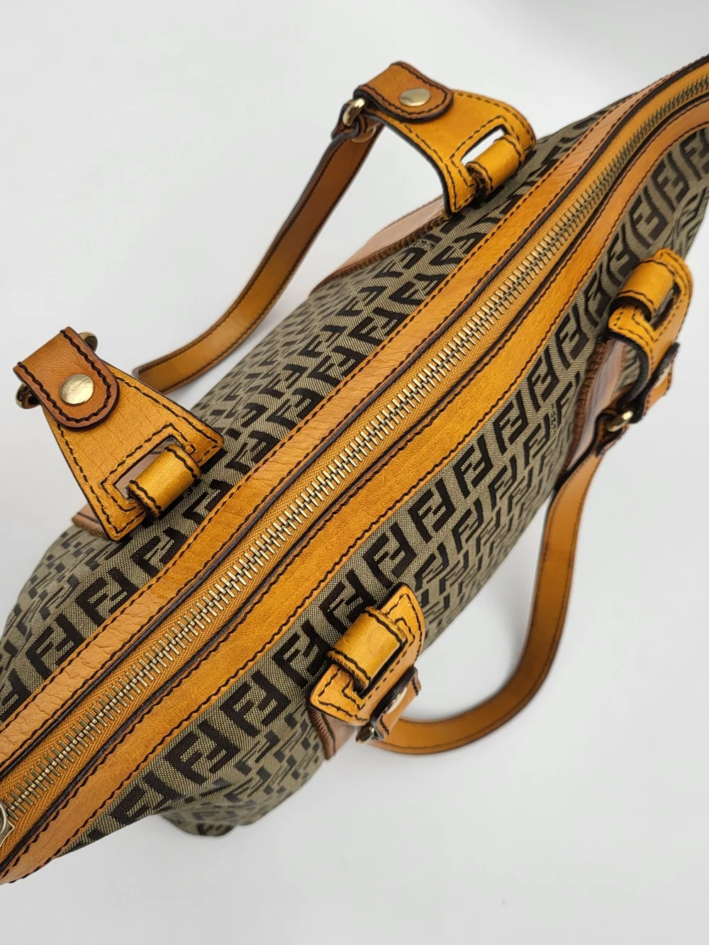Fendi Zucchino Canvas Practical Tote Bag Vintage Authentic..